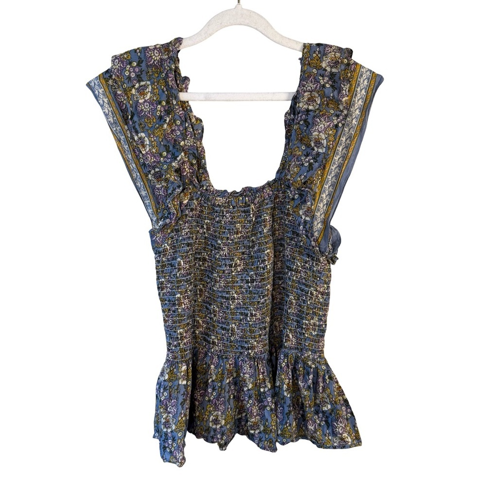 Jennifer & Grace Boho Floral Ruffle Blouse Size M Cottagecore Boho Festival